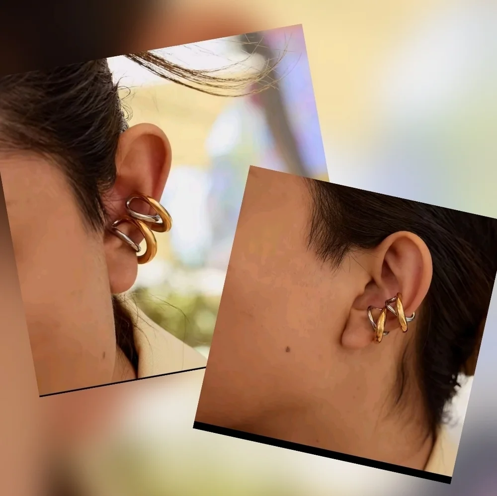 Two-Tone Hoop Cuff  Earring • NWOT
